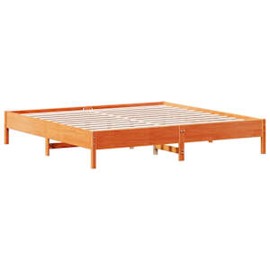 Postel bez matrace voskově hnědá 200 x 200 cm masivní borovice - obrázek 6