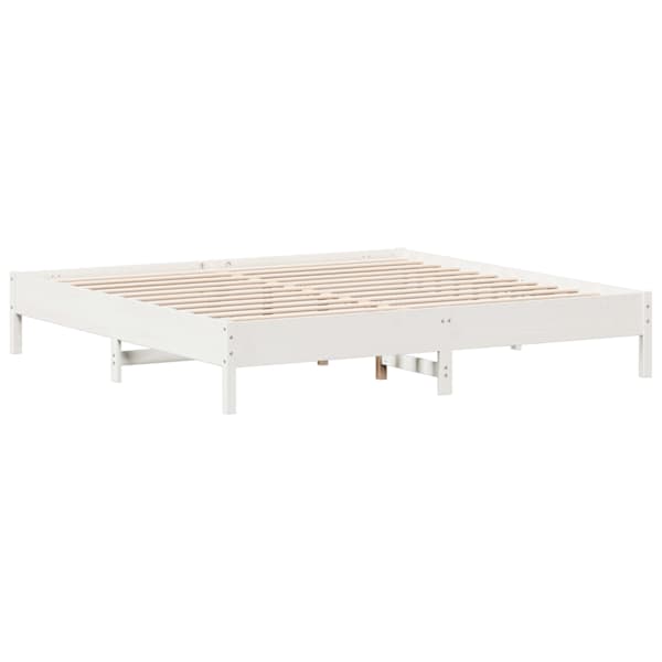 vidaXL voodiraam ilma madratsita, valge, 180 x 200 cm, m&auml;nnipuit