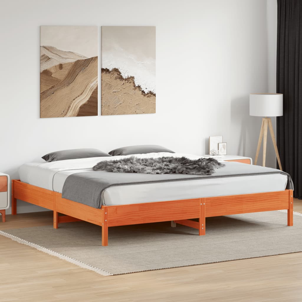 vidaXL Bedframe zonder matras massief grenenhout wasbruin 180x200 cm afbeelding