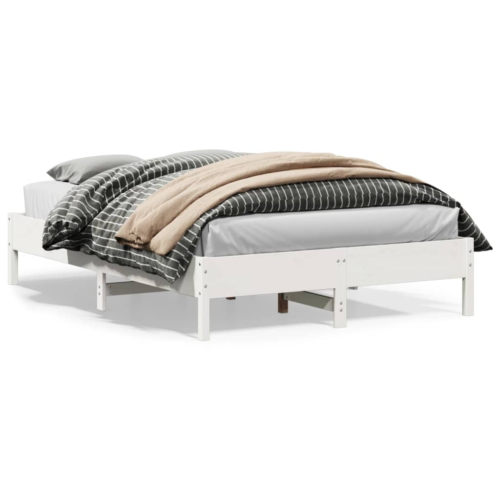 vidaXL sengeramme uden madras 140x200 cm massivt fyrretræ hvid