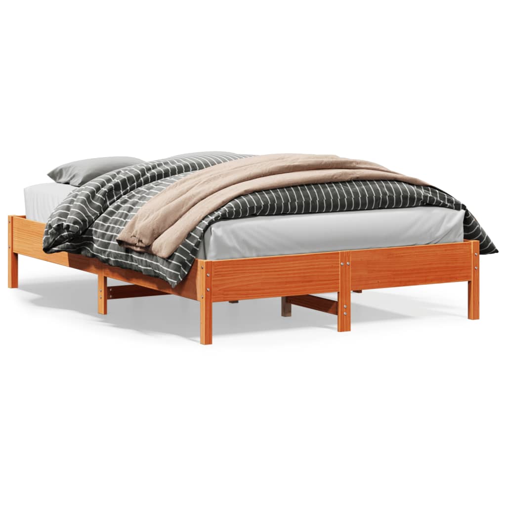 vidaXL Sengeramme uten madrass voksbrun 140x200 cm heltre furu