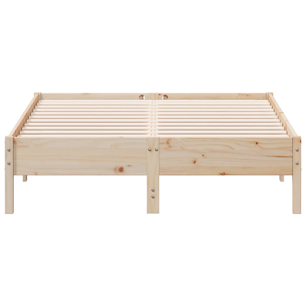 vidaXL Bed Frame Naturel 140 x 190 cm Solid Pine Wood, foto 4
