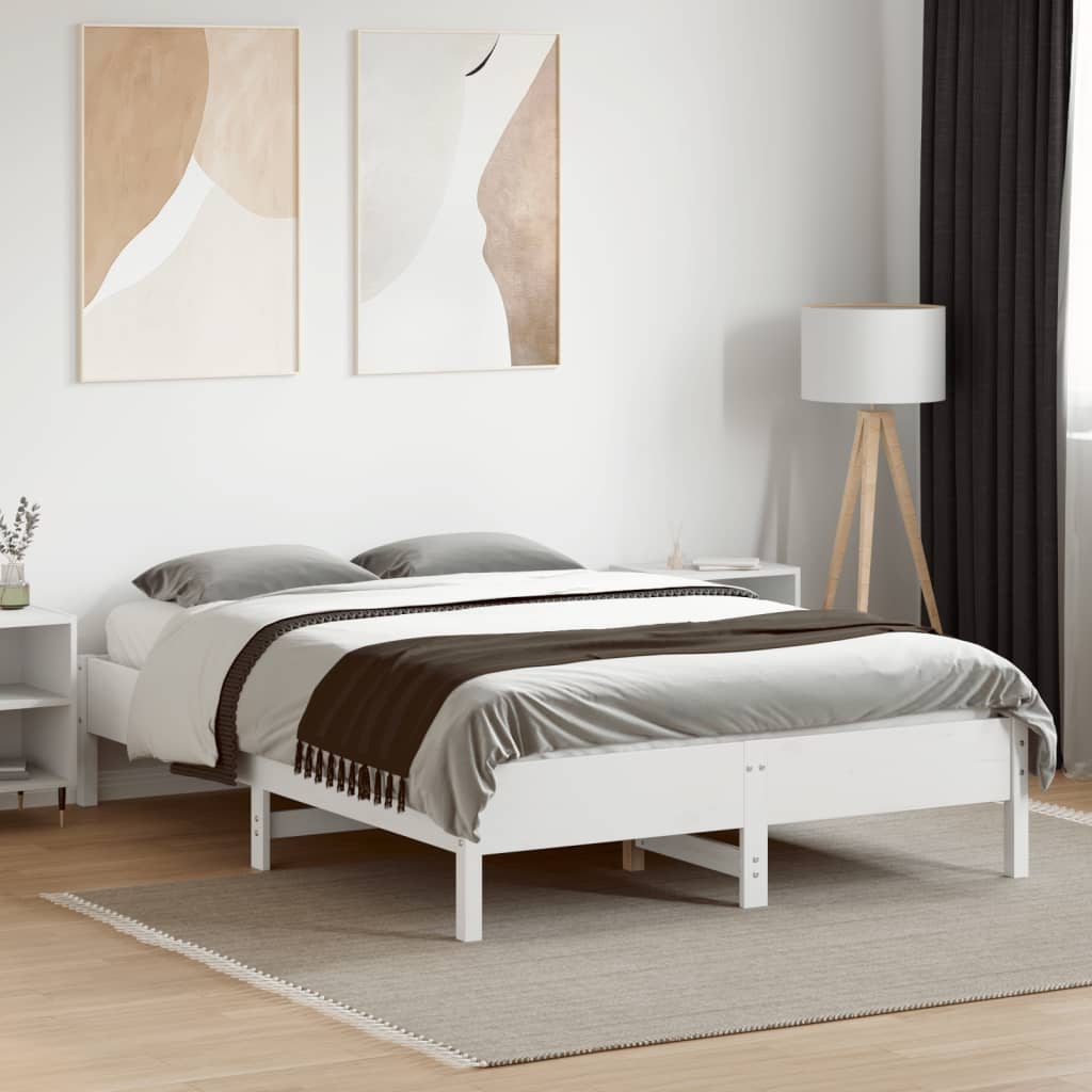 vidaXL Bedframe zonder matras massief grenenhout wit 140x190 cm afbeelding