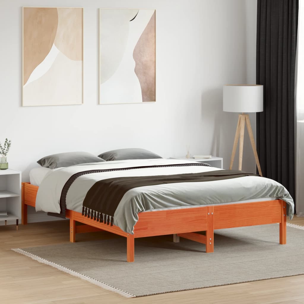 vidaXL Bedframe zonder matras massief grenenhout wasbruin 120x190 cm afbeelding