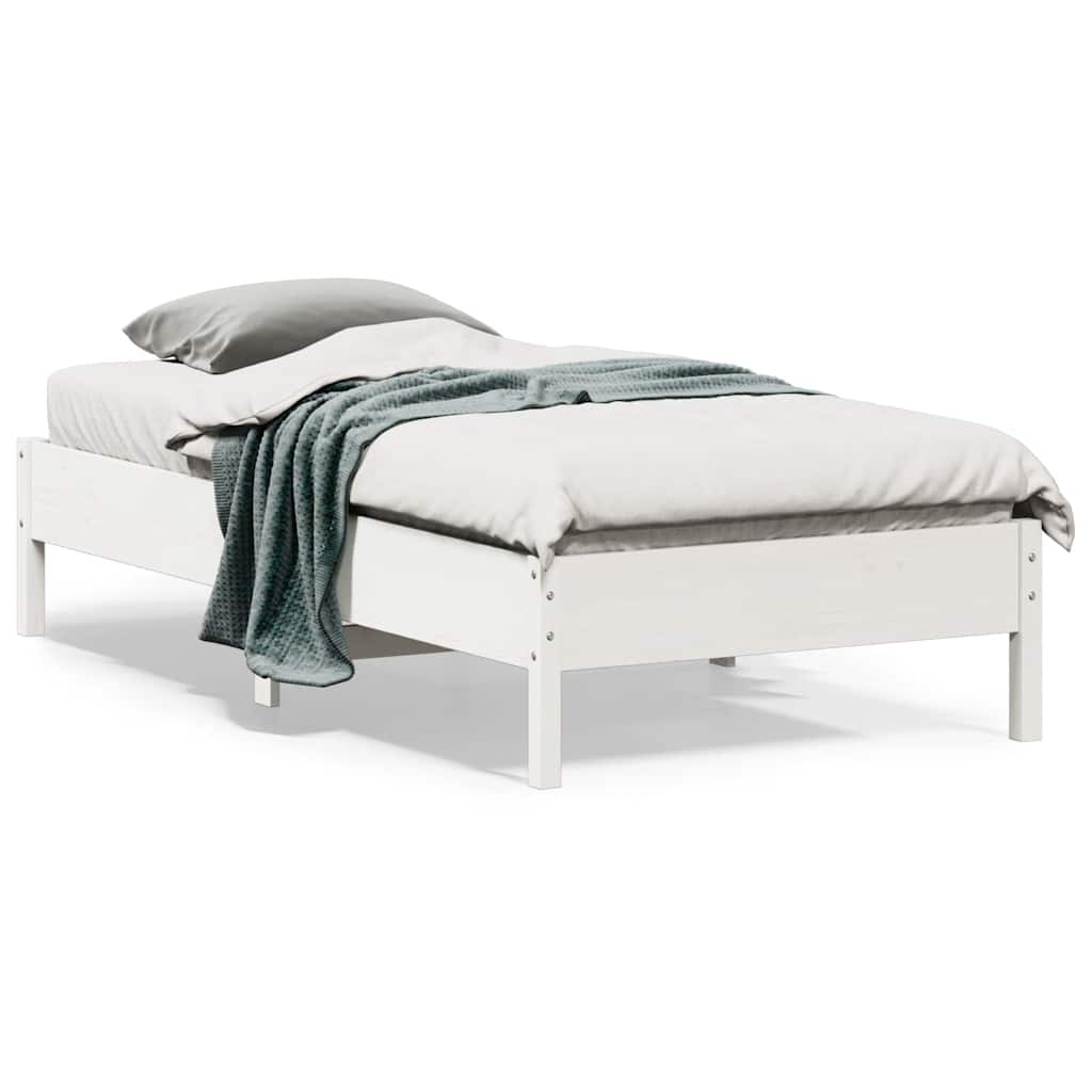 vidaXL Sängynrunko ilman patjaa valkoinen 90x190 cm täysi mänty