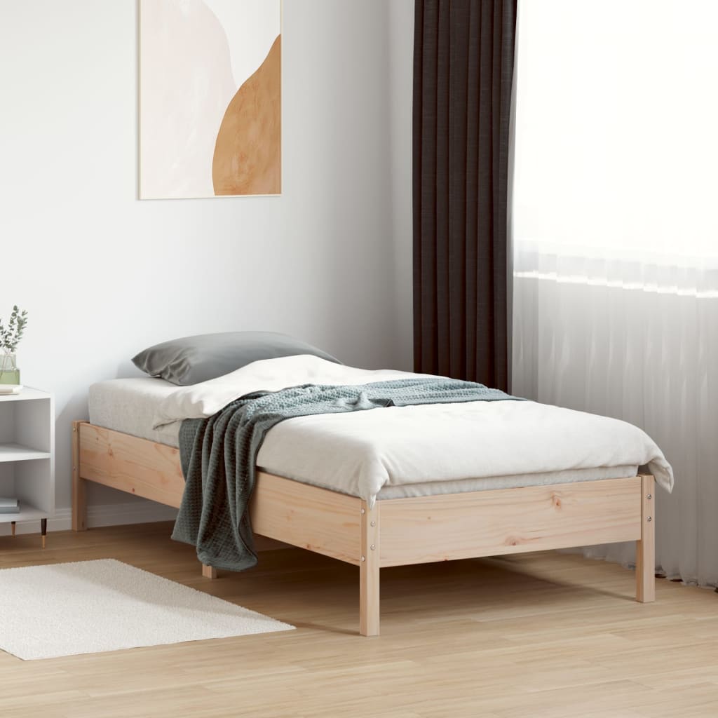 vidaXL Bedframe zonder matras massief grenenhout 75x190 cm afbeelding