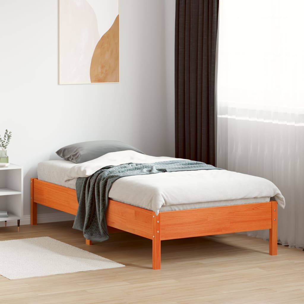 vidaXL Bedframe zonder matras massief grenenhout wasbruin 75x190 cm afbeelding