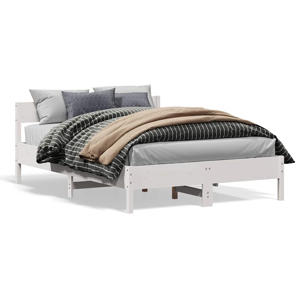 vidaXL sengeramme uden madras 150x200 cm massivt fyrretræ hvid