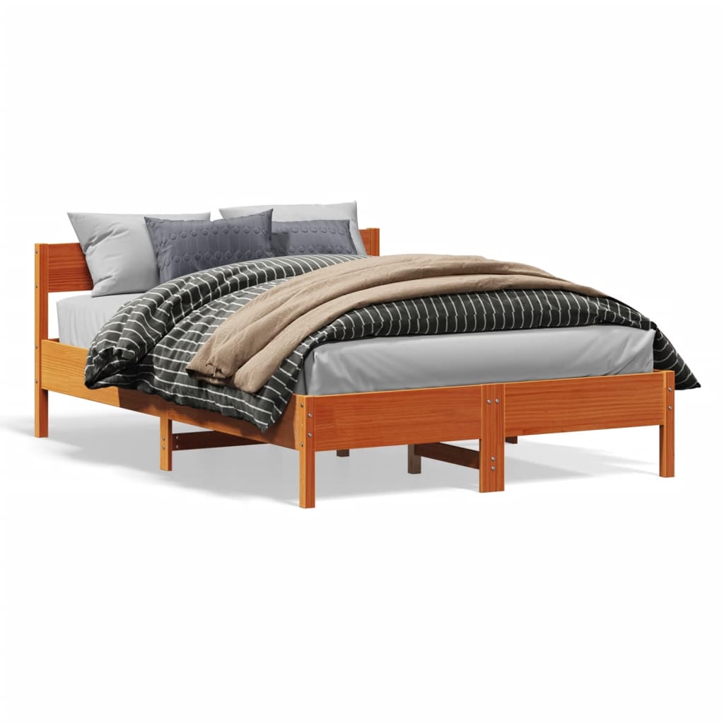 vidaXL Cadru de pat fără saltea, maro ceruit 150x200 cm lemn masiv pin