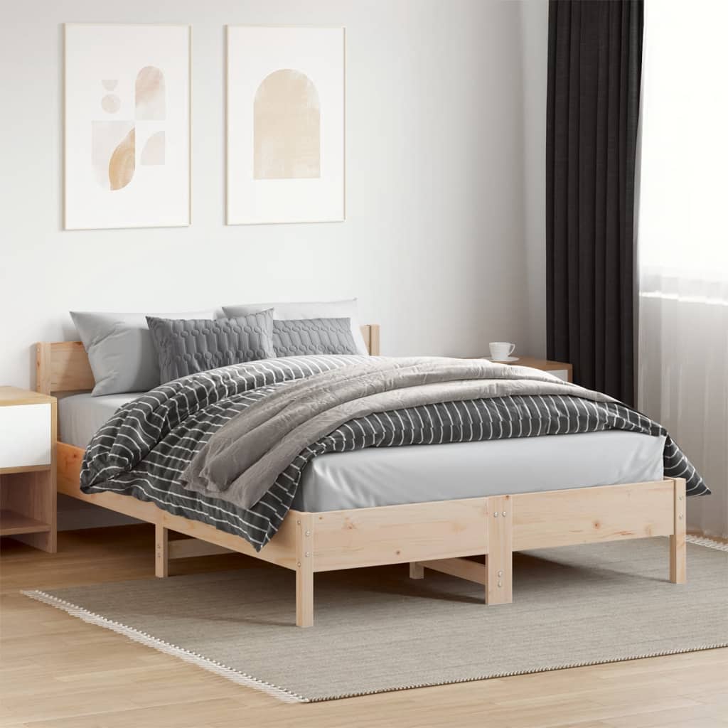 vidaXL sengeramme uden madras 140x200 cm massivt fyrretræ