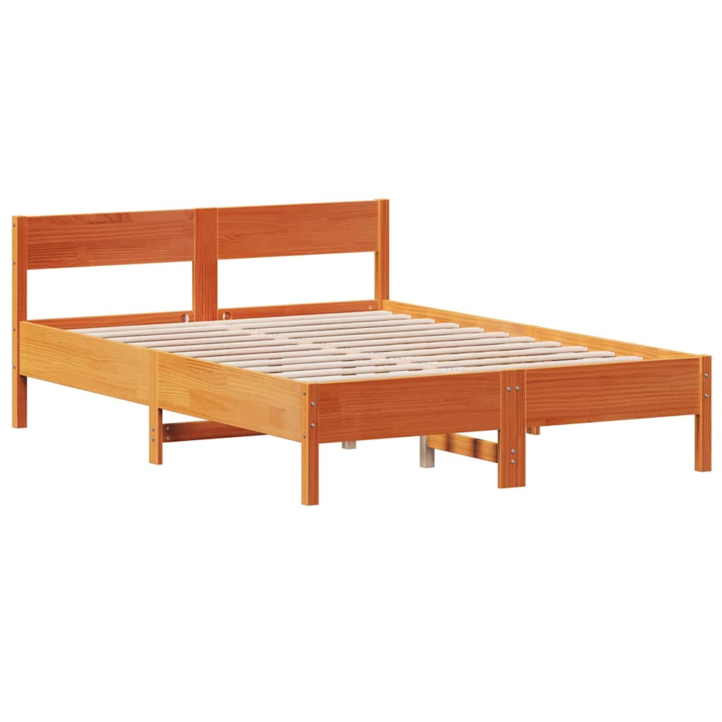 vidaXL Bedframe zonder matras massief grenenhout wasbruin 140x200 cm afbeelding