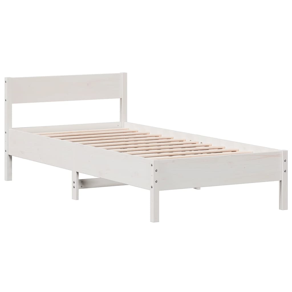 vidaXL Bedframe zonder matras massief grenenhout wit 140x200 cm afbeelding