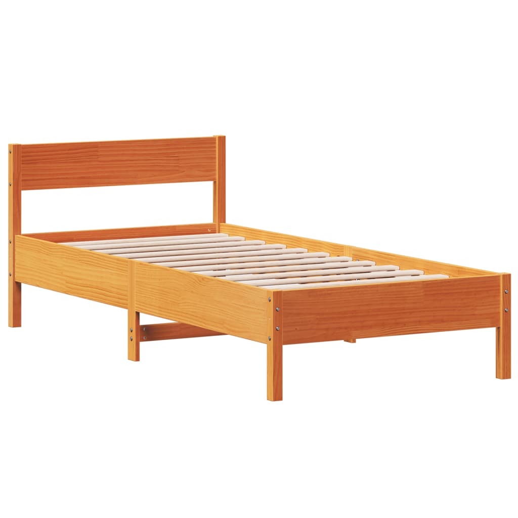 vidaXL Bedframe zonder matras massief grenenhout wasbruin 100x200 cm afbeelding