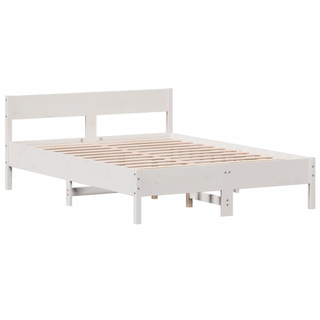 vidaXL Bedframe zonder matras massief grenenhout wit 140x190 cm afbeelding