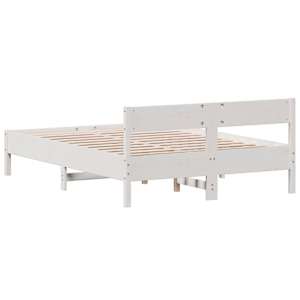 Postel bez matrace bílá 140 x 190 cm masivní borovice - obrázek 6