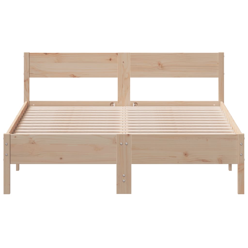 vidaXL Bedframe zonder matras massief grenenhout 135x190 cm bruin, foto 4