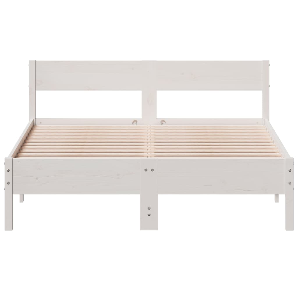 vidaXL Bedframe zonder matras massief grenenhout wit 135x190 cm, foto 4