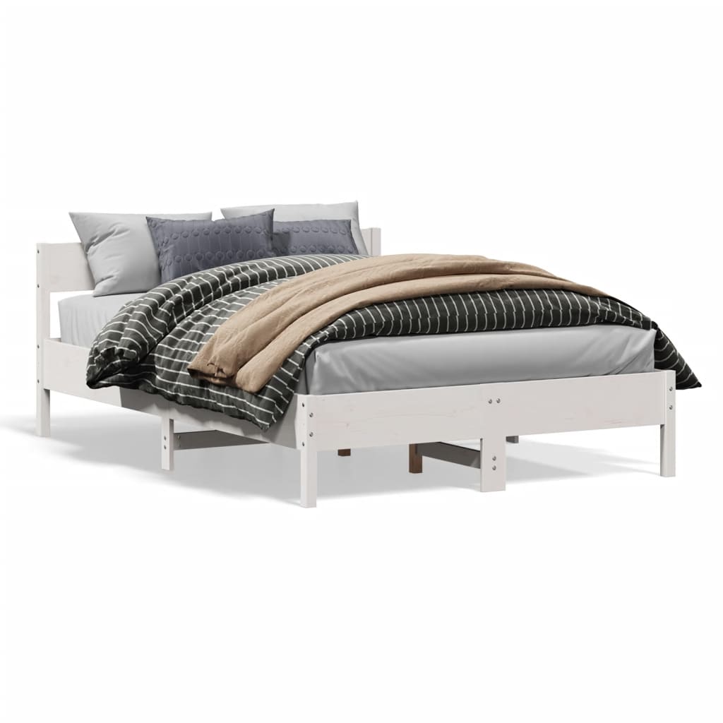 vidaXL Bedframe zonder matras massief grenenhout wit 120x190 cm, foto 3