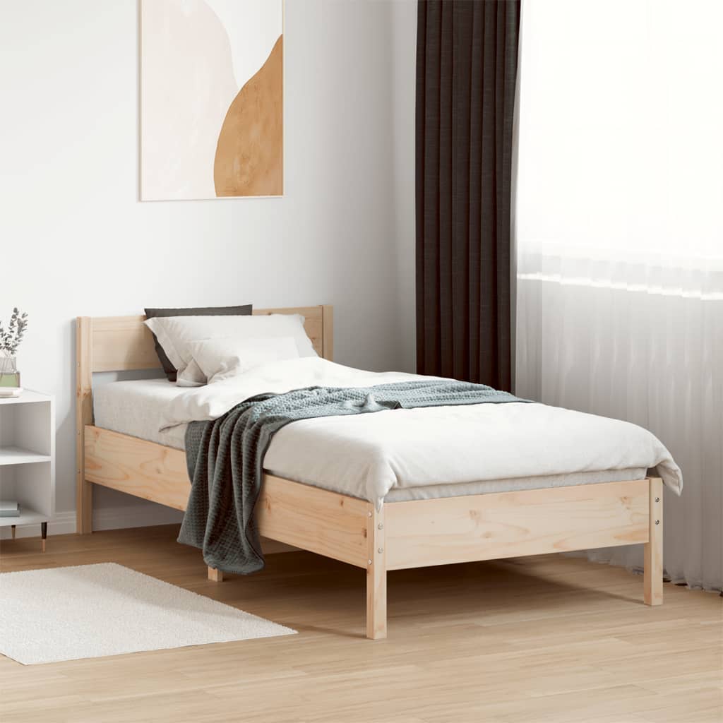 vidaXL sengeramme uden madras 75x190 cm massivt fyrretræ