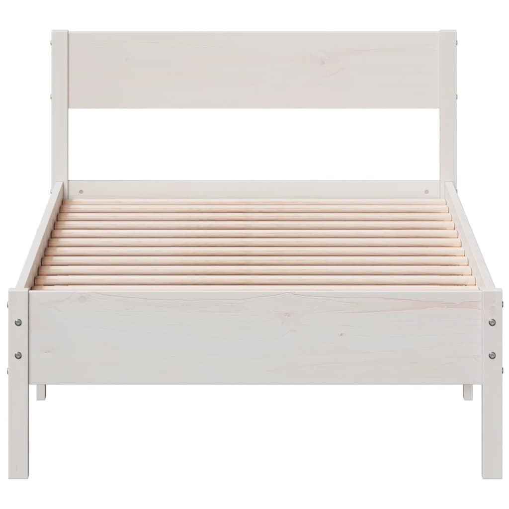 vidaXL Bedframe zonder matras massief grenenhout wit 75x190 cm, foto 4