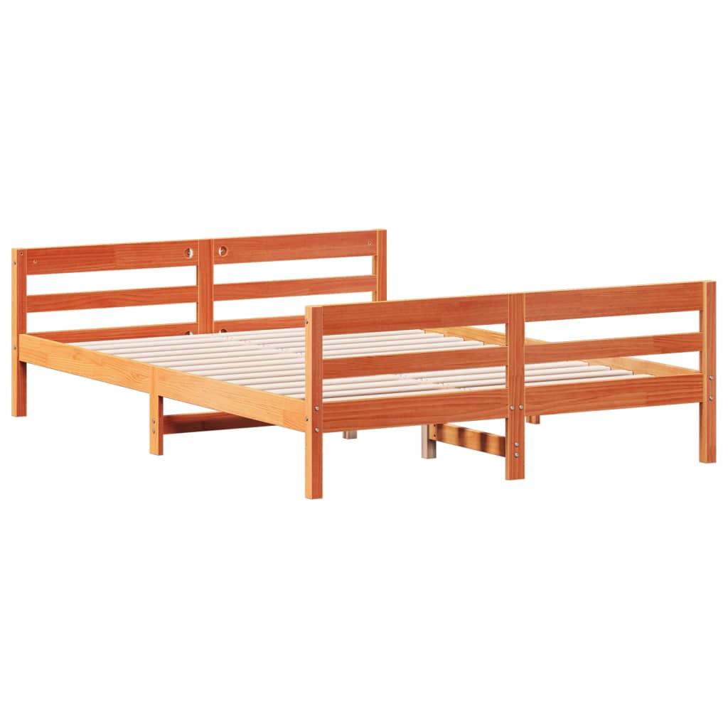 vidaXL Bedframe zonder matras massief grenenhout wasbruin 140x200 cm afbeelding