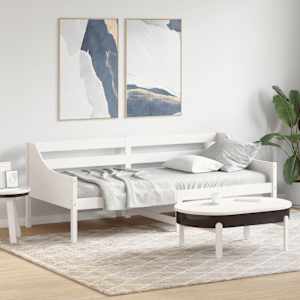 Izvlečna postelja brez vzmetnice bela 80x200 cm trdna borovina