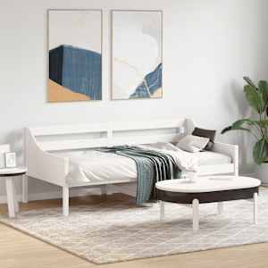 Izvlečna postelja brez vzmetnice bela 90x190 cm trdna borovina