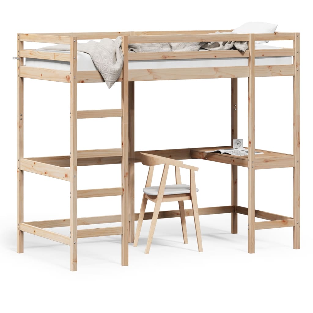 Thumbnail - vidaXL Hochbett mit Schreibtisch 90x200 cm Massivholz Kiefer
