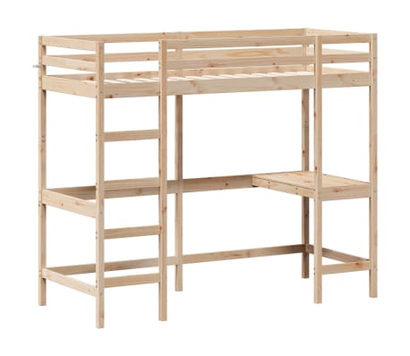 vidaXL Letto Soppalco con Scrivania 80x200 cm Legno Massello Pino