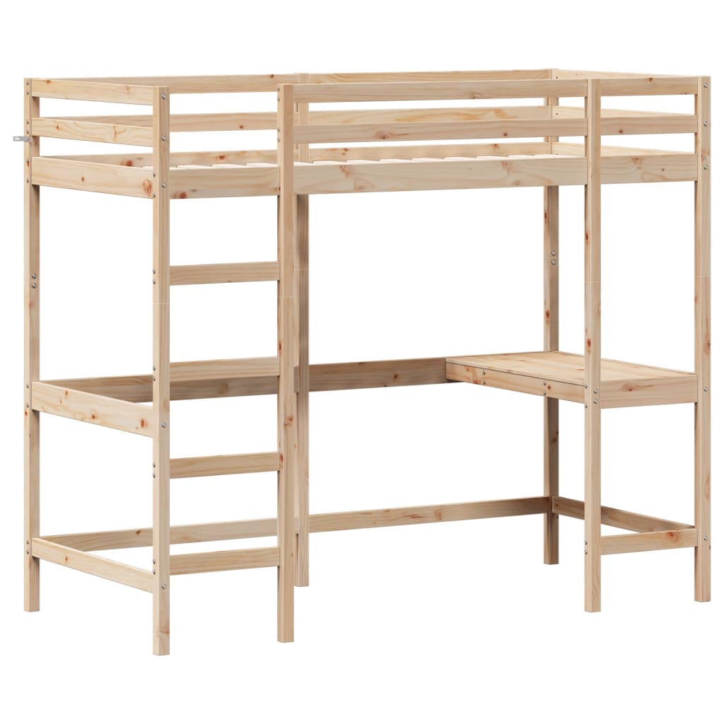 vidaXL Loft Bed without Mattress 90x190 cm Single Solid Wood Pine