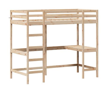 vidaXL Loft Bed without Mattress 90x190 cm Single Solid Wood Pine