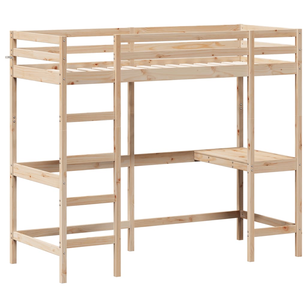 Thumbnail - vidaXL Hochbett mit Schreibtisch 75x190 cm Massivholz Kiefer