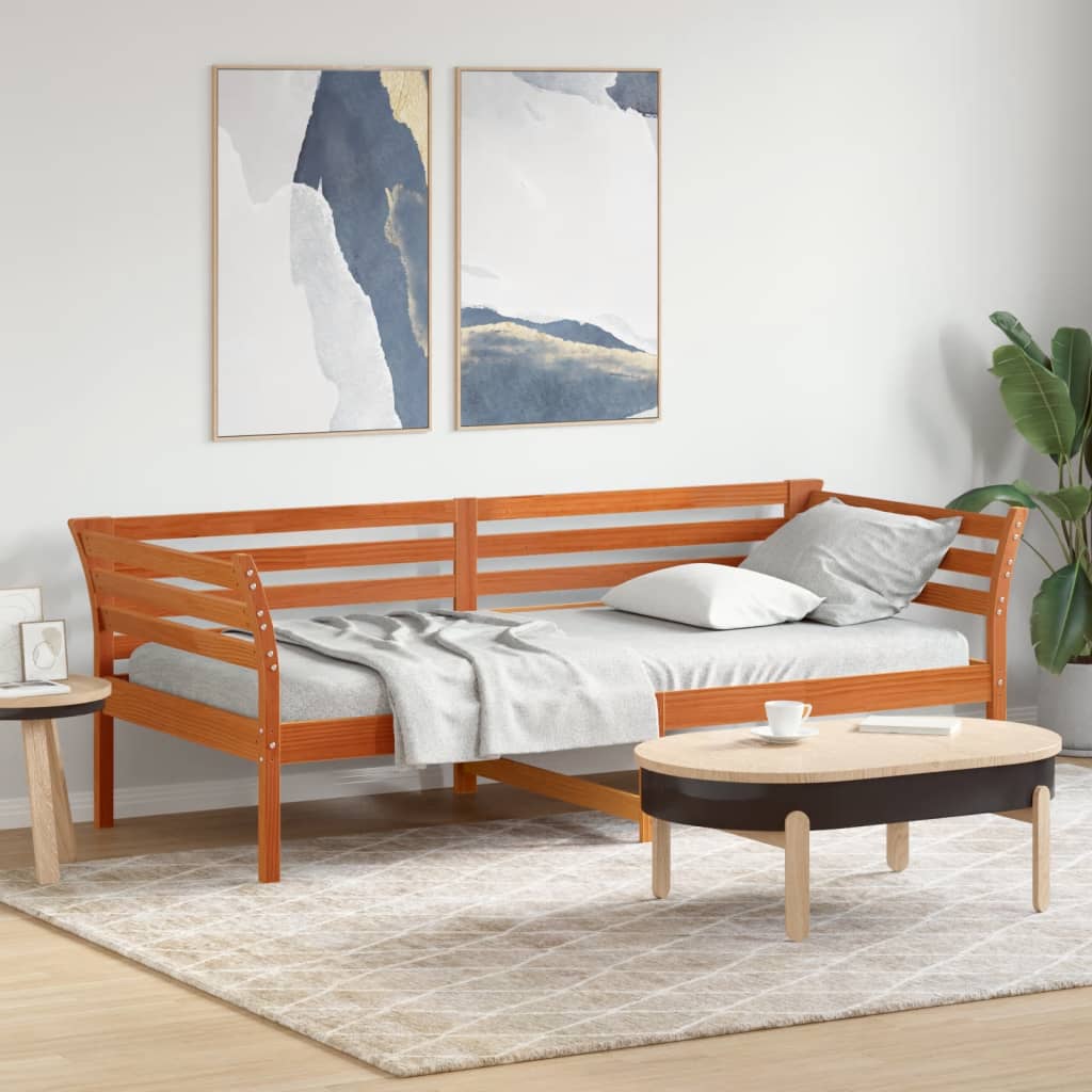vidaXL Tagesbett ohne Matratze Wachsbraun 100x200 cm Massivholz Kiefer