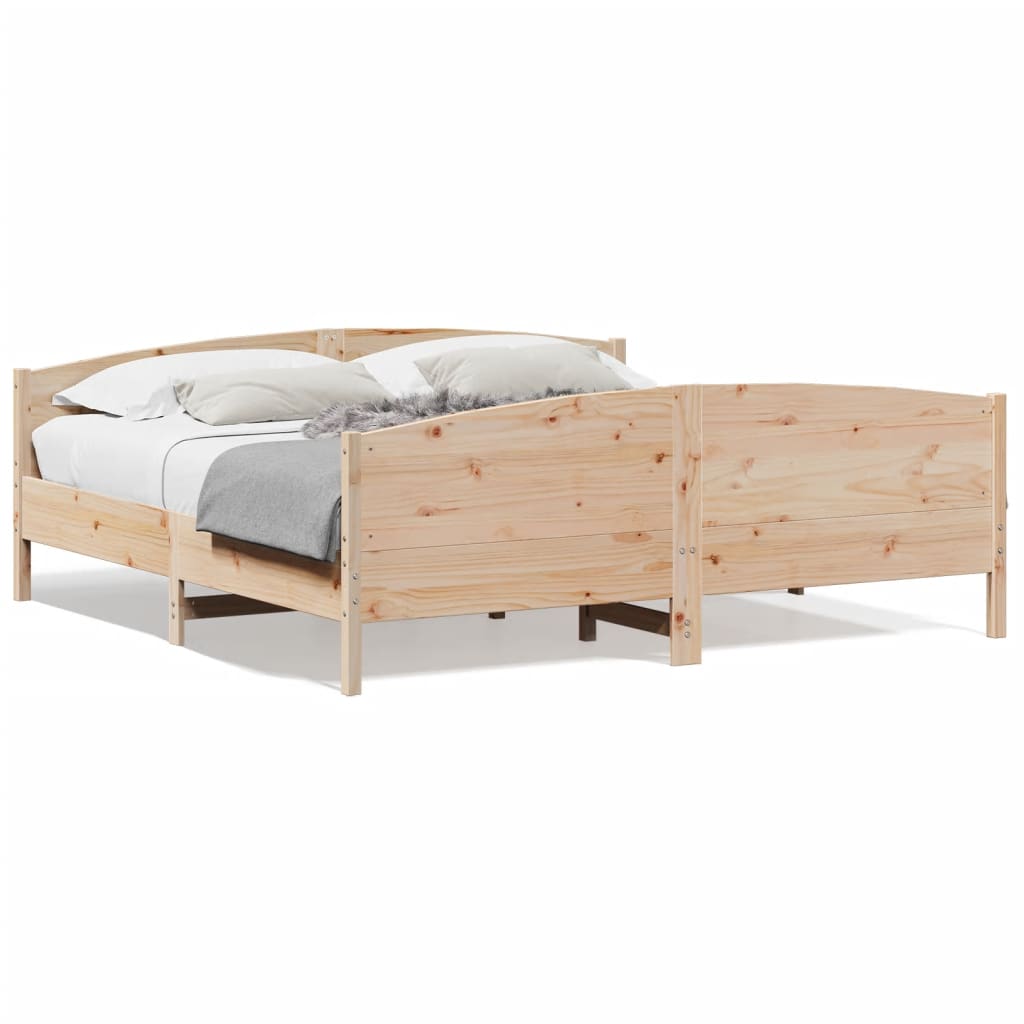 Rám postele s čelem 200 x 200 cm masivní borové dřevo