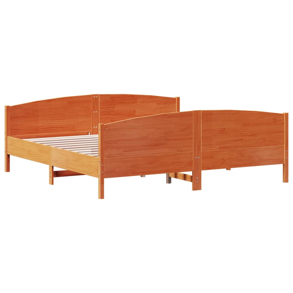 vidaXL Bedframe zonder matras massief grenenhout wasbruin 180x200 cm afbeelding