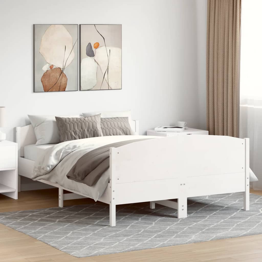 vidaXL sengeramme uden madras 160x200 cm massivt fyrretræ hvid