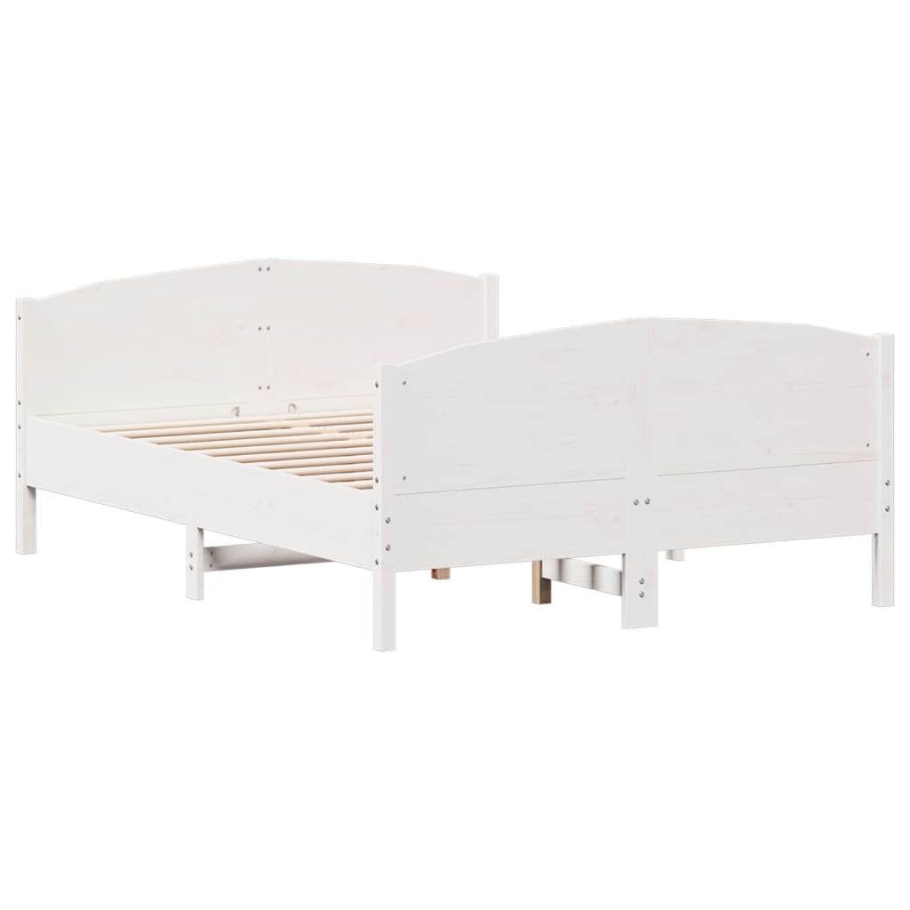 vidaXL Bedframe zonder matras massief grenenhout wit 140x200 cm afbeelding