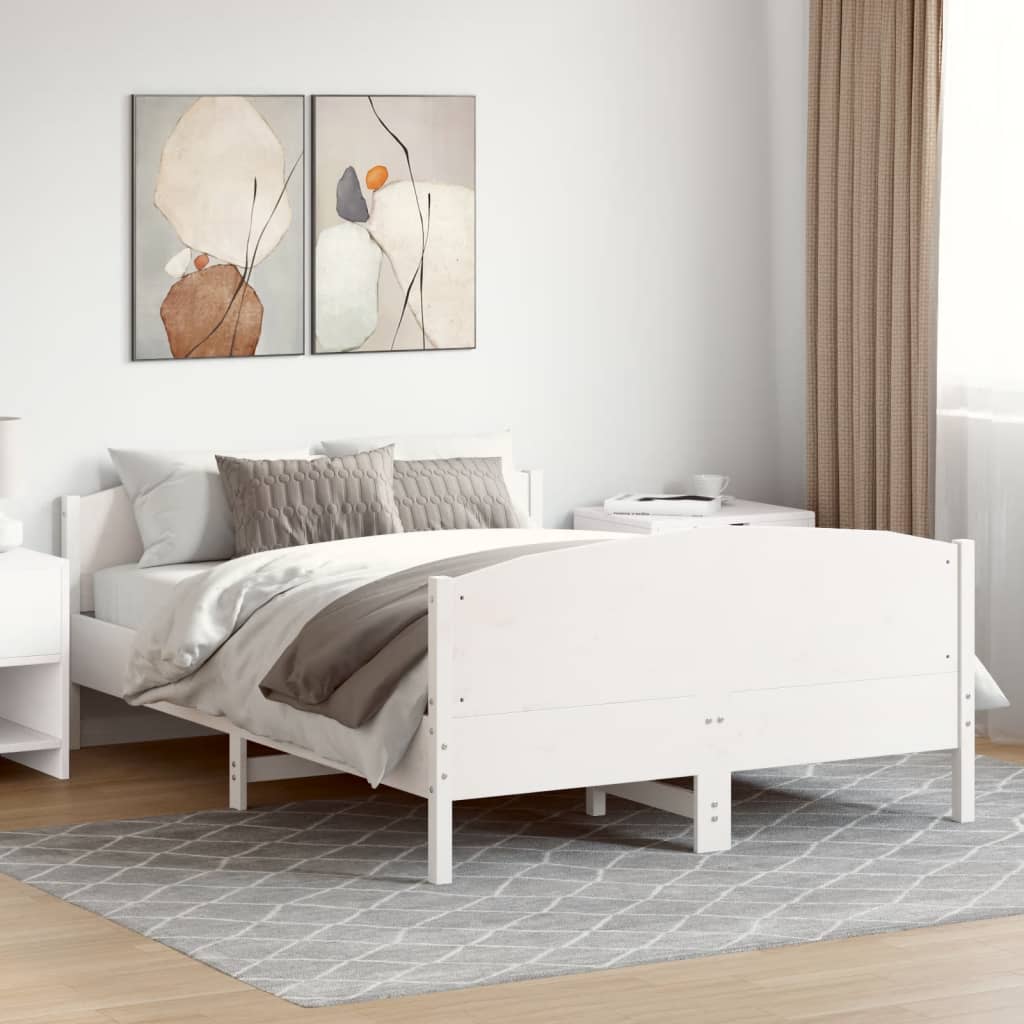 vidaXL sengeramme uden madras 120x200 cm massivt fyrretræ hvid