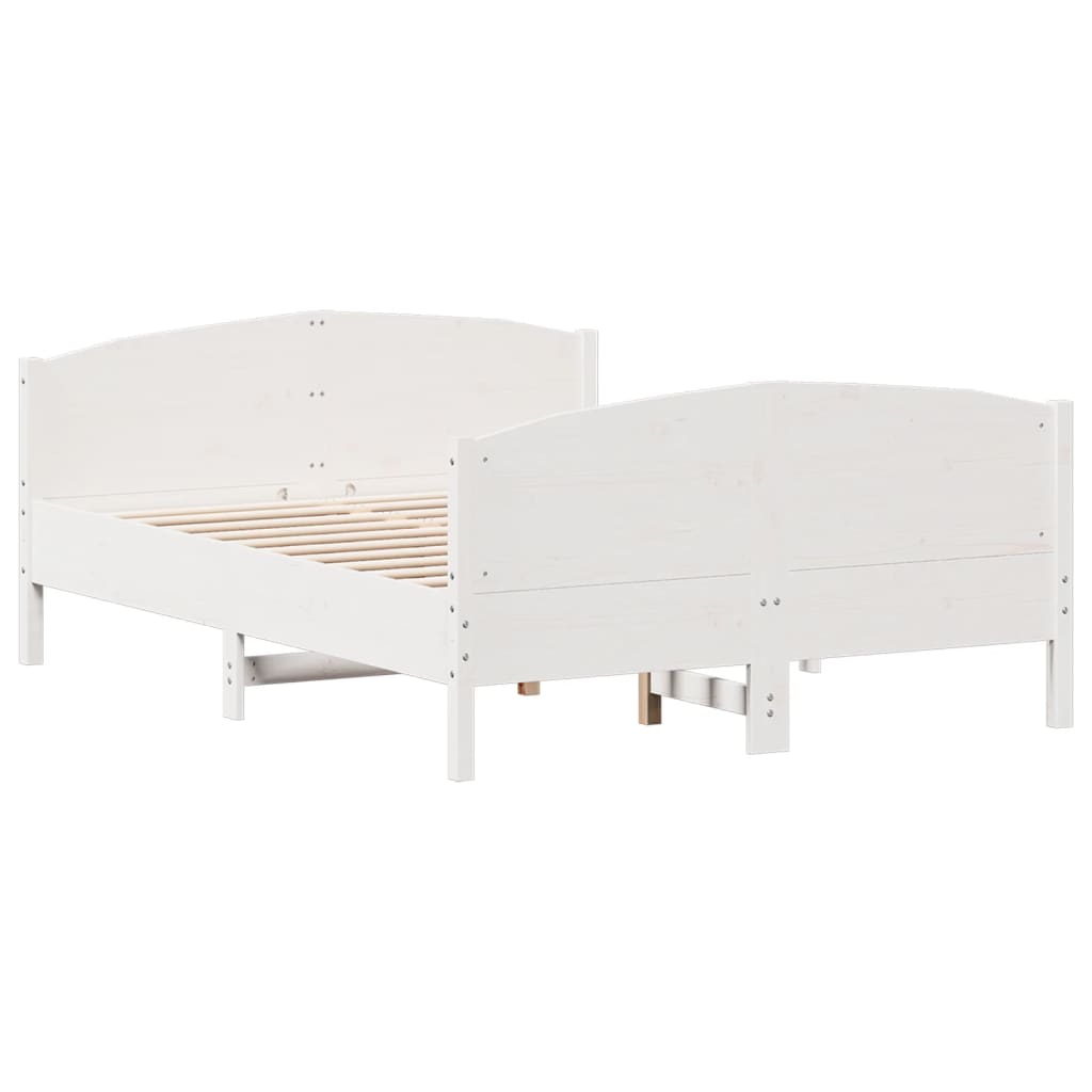 vidaXL Bedframe zonder matras massief grenenhout wit 140x190 cm afbeelding