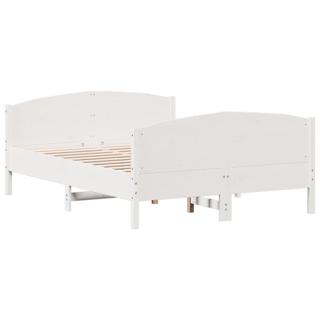 vidaXL Bedframe zonder matras massief grenenhout wit 135x190 cm afbeelding