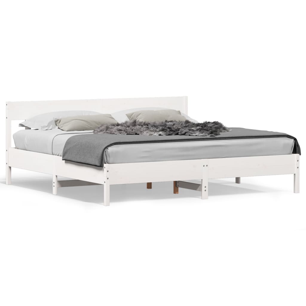 vidaXL Bedframe zonder matras massief grenenhout wit 200x200 cm, foto 3