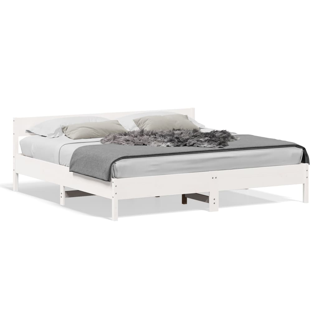 vidaXL Bedframe zonder matras massief grenenhout wit 200x200 cm, foto 3