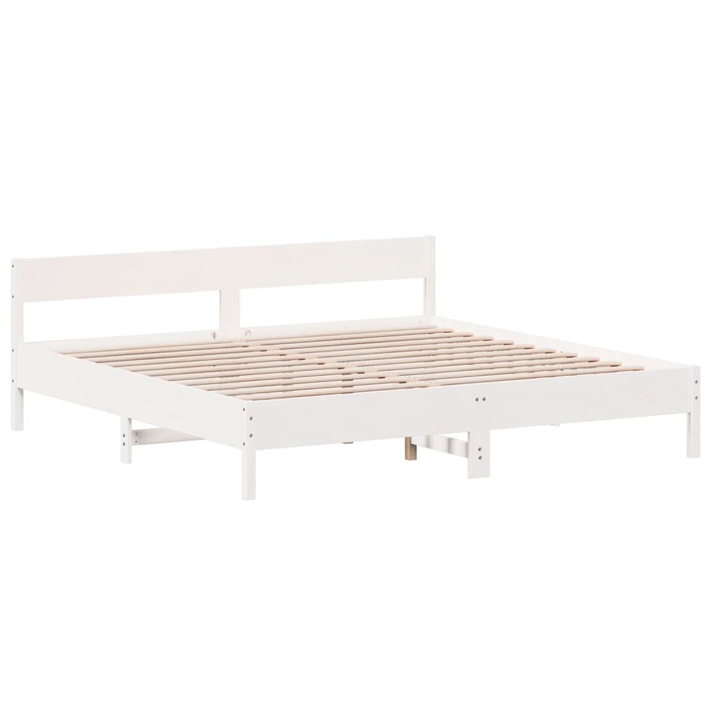 vidaXL Bedframe zonder matras massief grenenhout wit 200x200 cm afbeelding