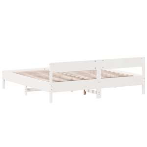 Postel bez matrace bílá 200 x 200 cm masivní borovice - obrázek 6