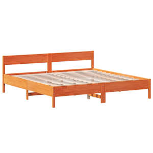 Postel bez matrace voskově hnědá 200 x 200 cm masivní borovice - obrázek 3