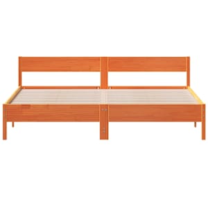 Postel bez matrace voskově hnědá 200 x 200 cm masivní borovice - obrázek 4