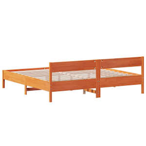Postel bez matrace voskově hnědá 200 x 200 cm masivní borovice - obrázek 6