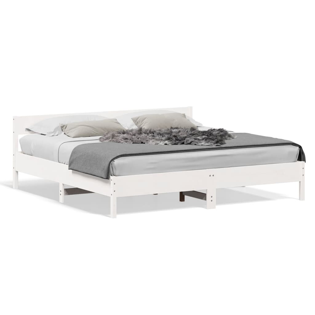 vidaXL Bedframe zonder matras massief grenenhout wit 180x200 cm, foto 3