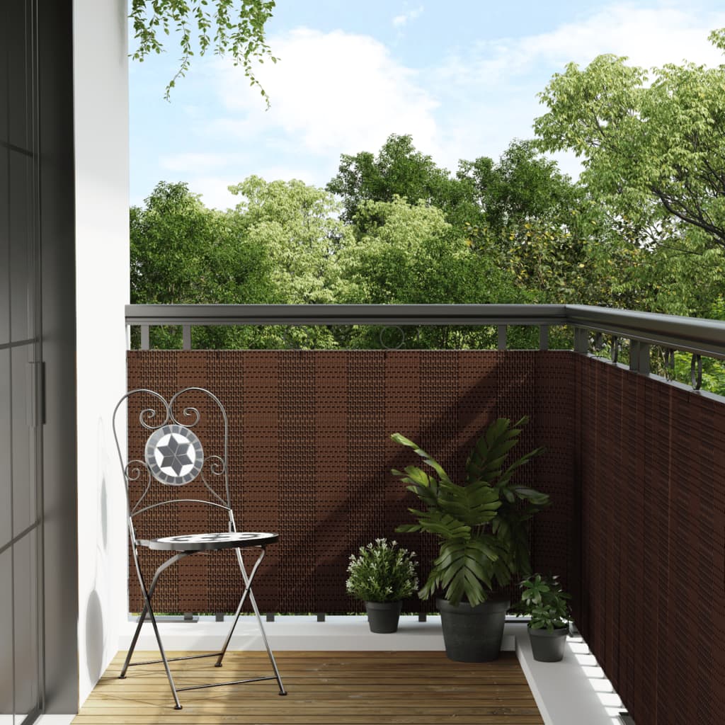 vidaXL Paravan pentru balcon, maro și negru, 300x80 cm, poliratan