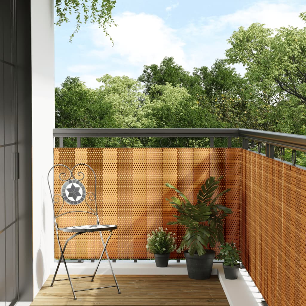 vidaXL Balkon-Sichtschutz Hellbraun 300x90 cm Poly Rattan